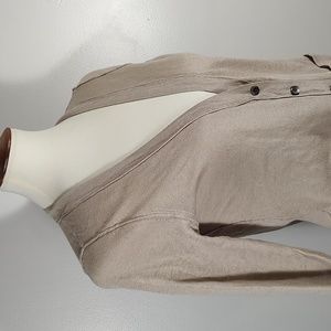 Top: Beige Button Down V-Neck Cardigan